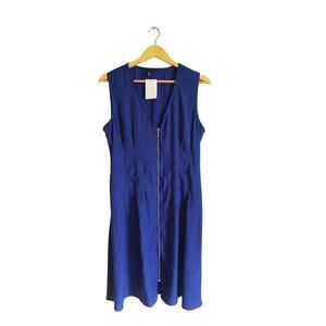 H&M Zip Front Skater Dress Blue Size 14